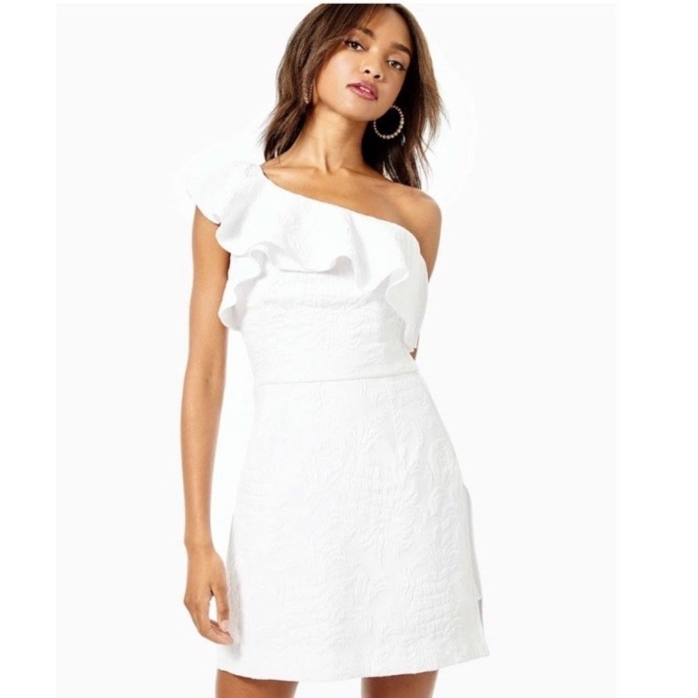 LILLY PULITZER Kipton One Shoulder Romper White Dress Size 0 Bridal Resort